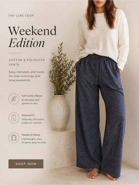 Weekend Edition Wide-Leg Pants - Navy Stripe